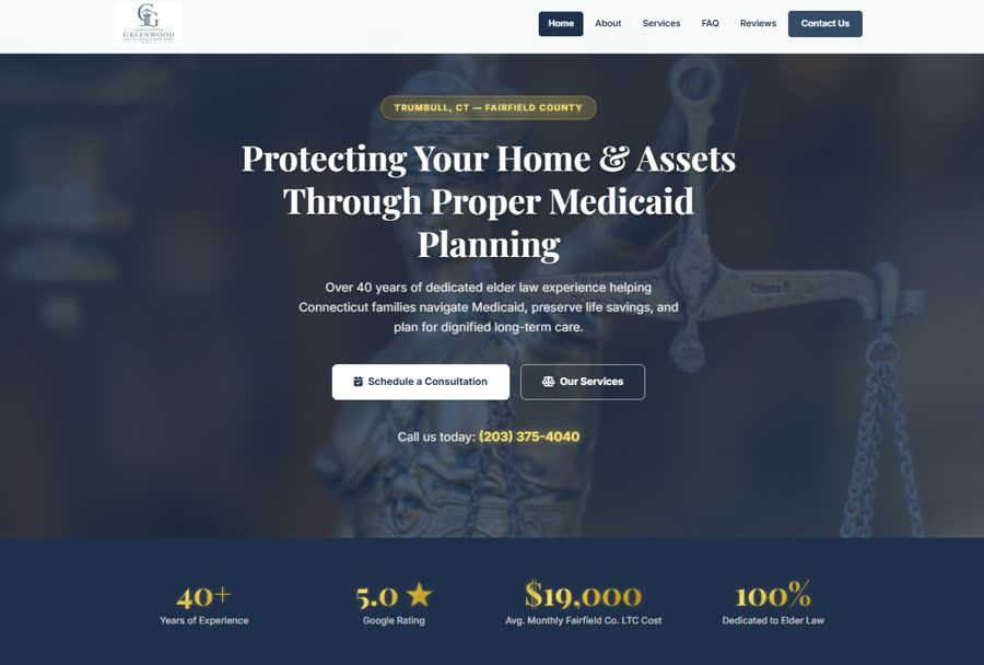 Greenwood Elder Law homepage screenshot